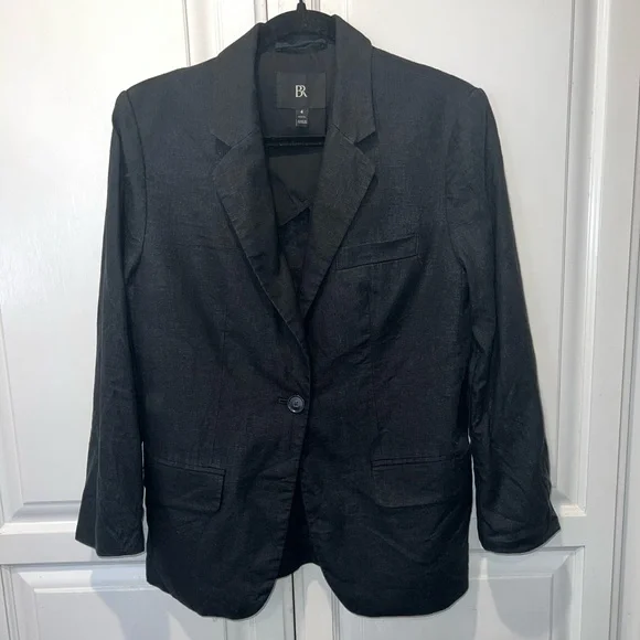 Banana Republic Linen Classic Blazer with Rolled Sleeve Detail Sz 4P - Picture 3 of 13